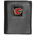 Calgary Flames® Deluxe Leather Tri-fold Wallet Packaged in Gift Box